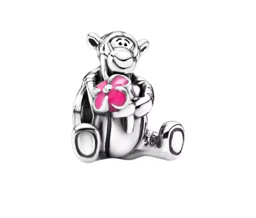 Disney Inspired Tigger With Heart Charm – 925 Silver Plated Bead
