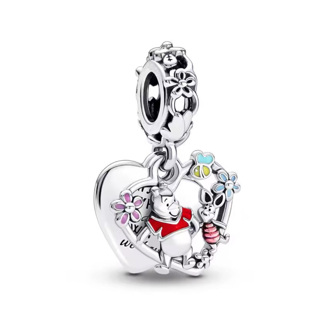 Disney Inspired Pooh & Piglet Friendship Heart Dangle Charm