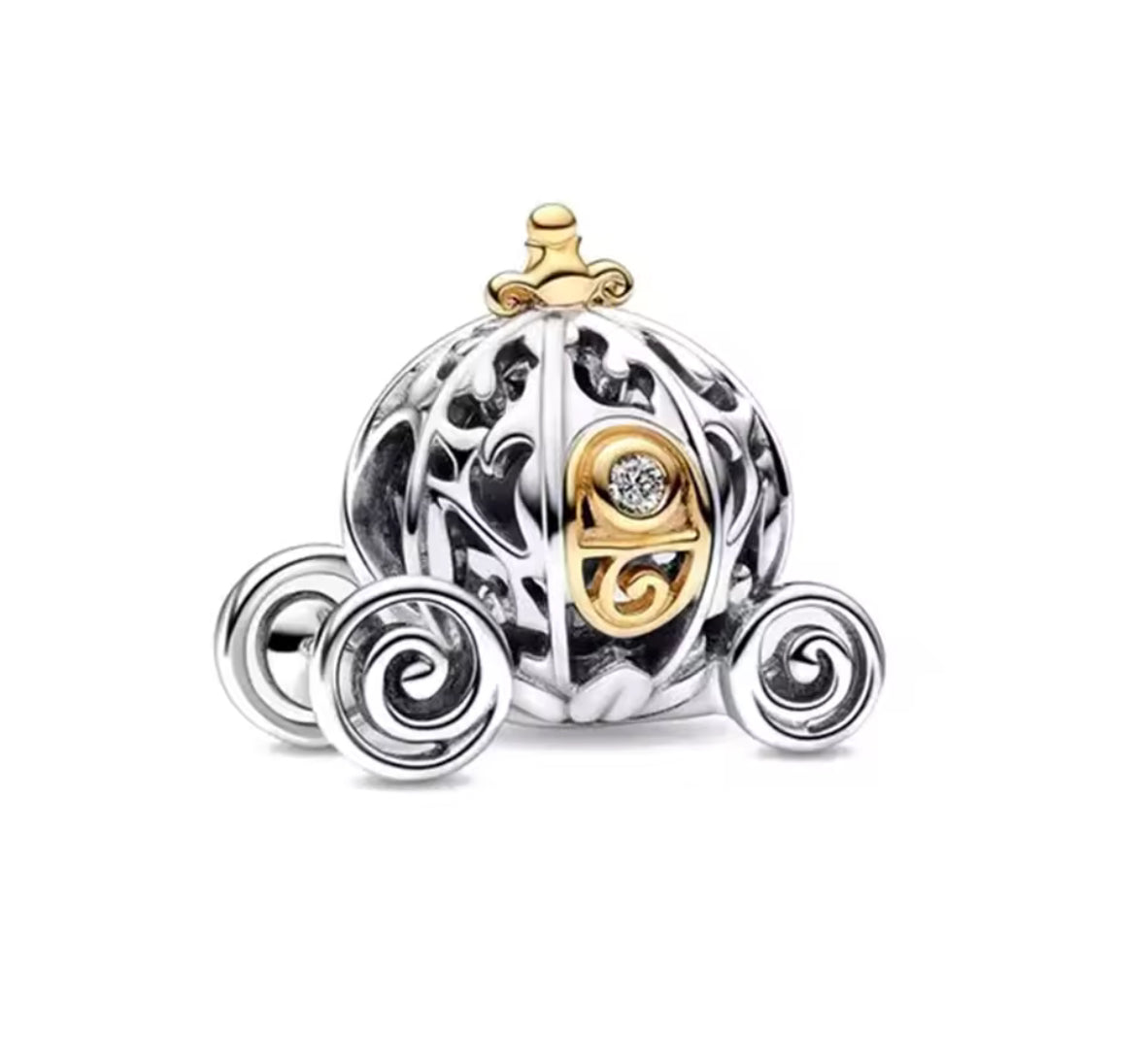 Disney Inspired Fairytale Pumpkin Carriage Charm – 925 Silver Plated Bead